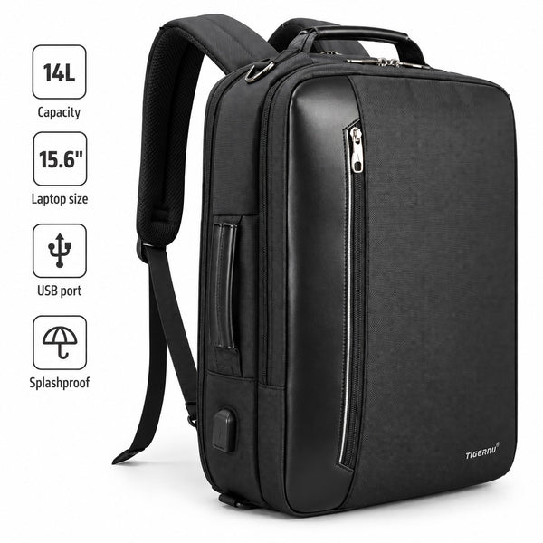 Tigernu 3-in-1 Convertible Backpack in Black
