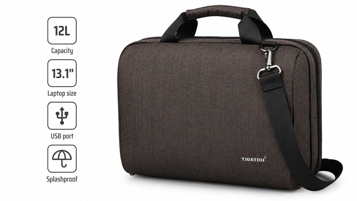 Tigernu Slim Laptop Briefcase 13-inch in Coffee Brown
